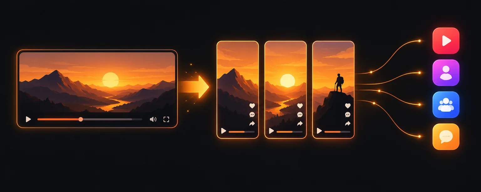 A long video turns into short clips and goes to social networks